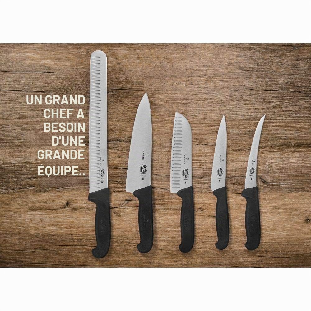 Victorinox Couteau à Découper Victorinox Fibrox, 25cm, Bord Droit, Lavable au Lave-Vaisselle, Noir