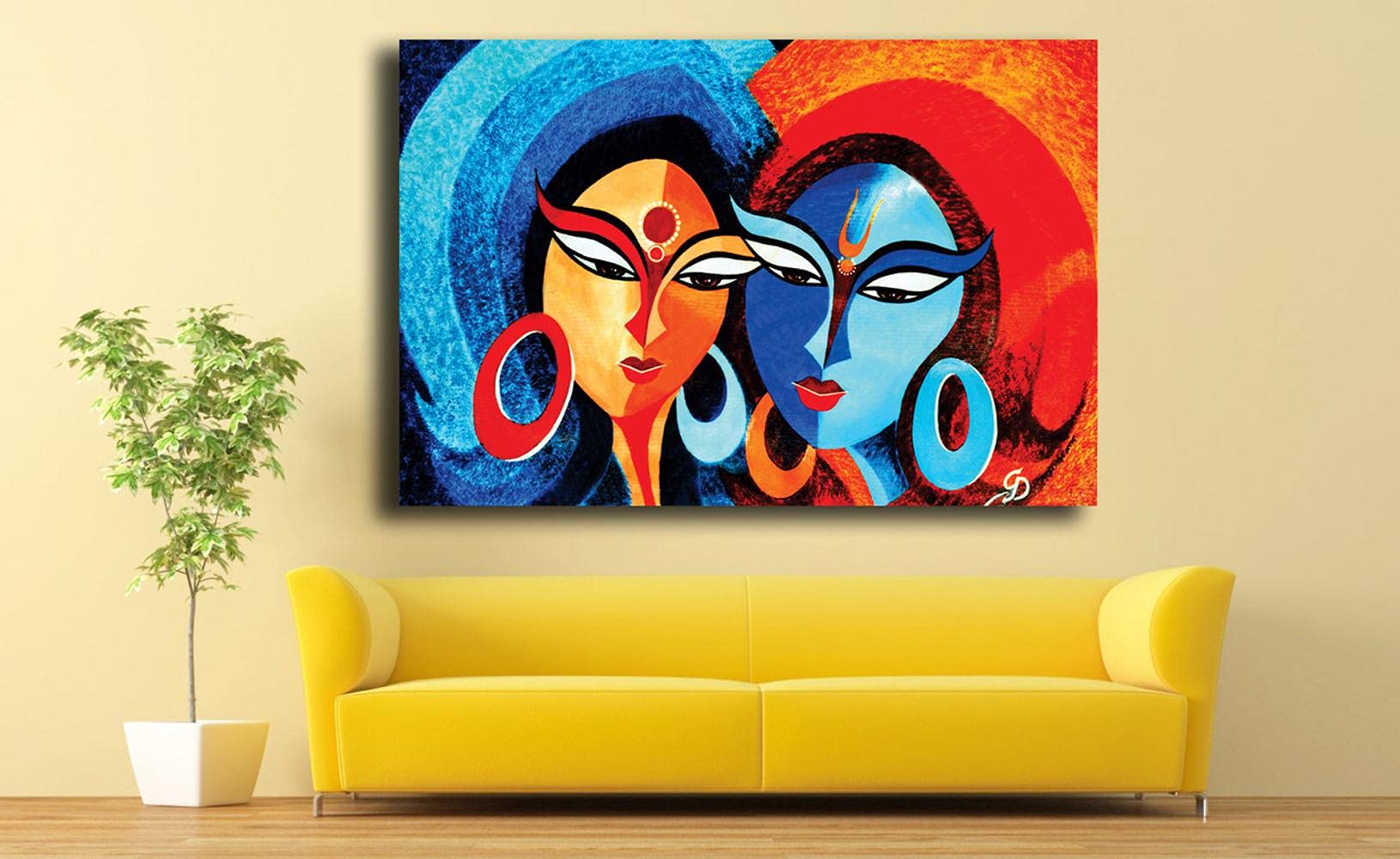 Buy PIXELARTZ Canvas Painting Radha Krishna Beautiful Love Radha Krishna Paintings