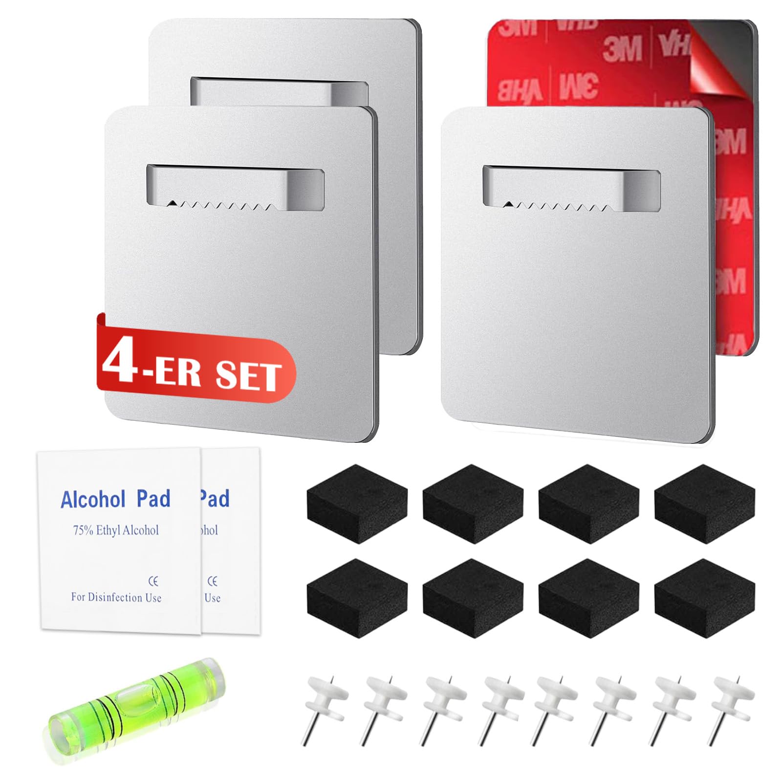NICEIN®4 PCS Ganchos para Colgar Cuadros sin Agujeros,Soporte Espejo Pared,Ganchos para Colgar Cuadros Autoadhesivo,Cuelga Cuadros sin Clavos,Para Colgar Cuadros y Espejos,Puede Contener 2,5 kg