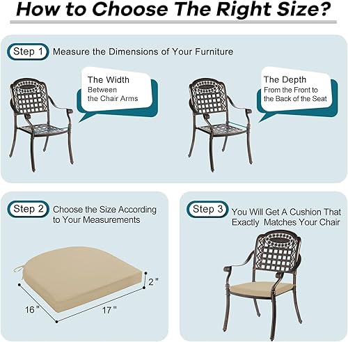 Miniatura 5 de Basic Beyond Cojines para sillas de exterior para muebles de patio, cojines impermeables para exteriores, cojines de esquina redonda para sillas de