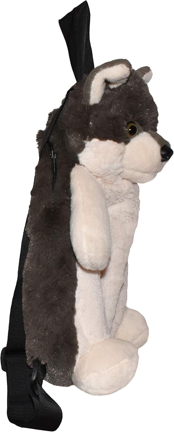 Wild Republic Plush Backpack, Wolf, Bookbag, 14 inches, Gift for Kids, Plush Toy, Multi (20991)