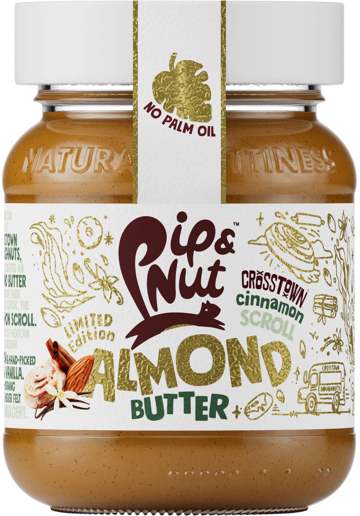 Pip & Nut - Crosstown Cinnamon Scroll Almond Butter (6 x 170g) | Natural Nut Butter, No Palm Oil, No Added Sugar, Hi-Oleic Almonds, High Unsaturated Fats, Gluten Free, Vegan, Dairy Free