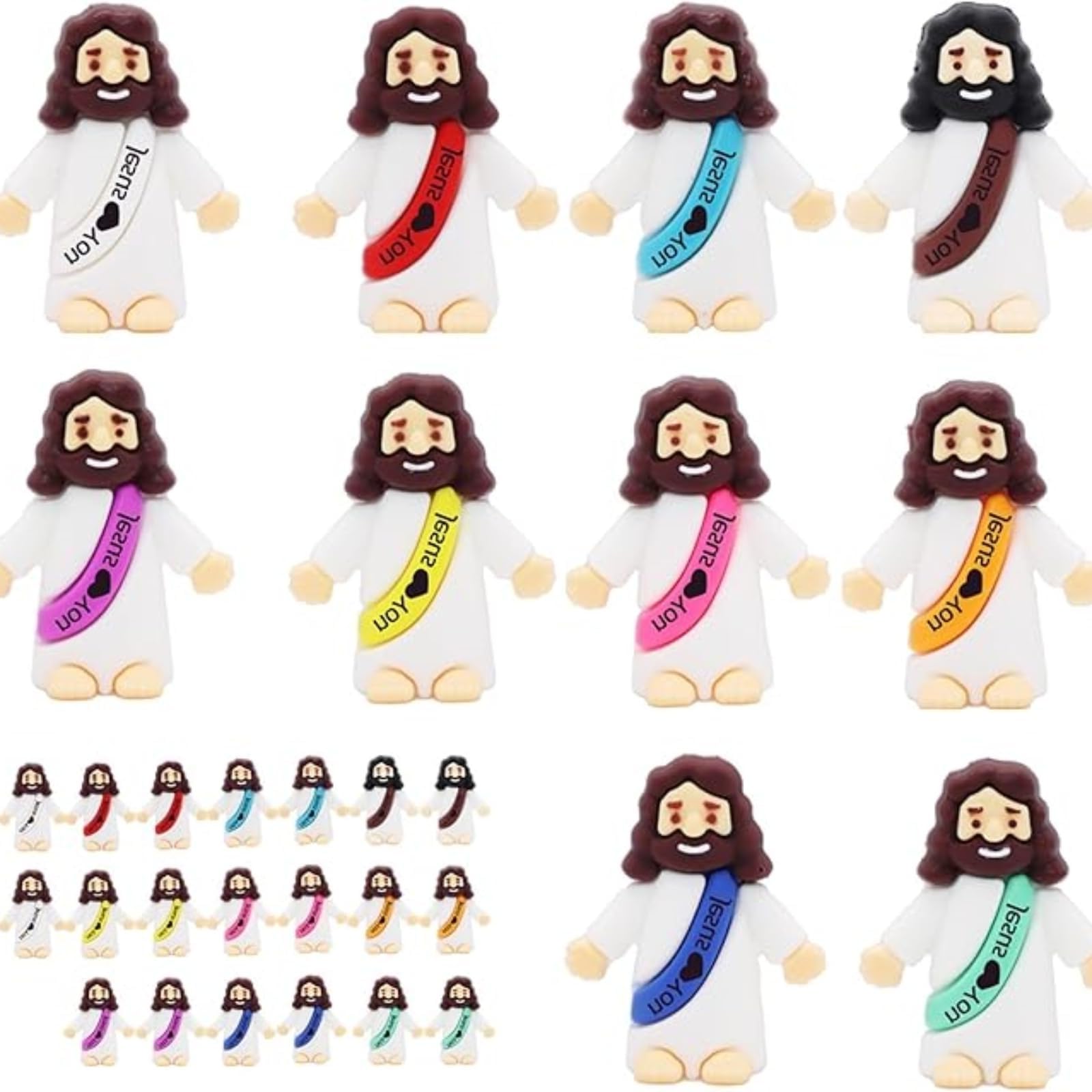 Redpai Jesus Figures - 30pcs Mini Religious Figurines for Easter Egg Stuffers, Sunday School Baptism Gifts | Glow in The Dark & Hide and Seek Party