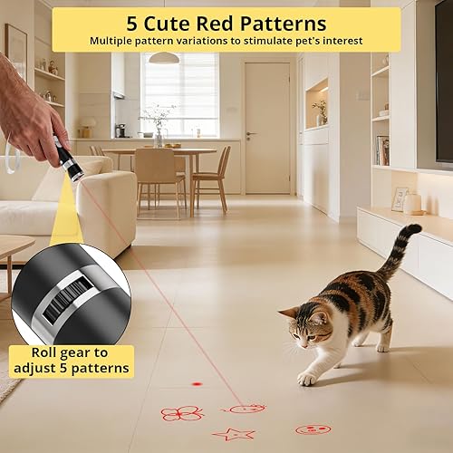 Miniatura 3 de Juguetes para Gatos, Juguetes Interactivos de Ratón para Gatos Recargables por USB, 3 Modos de Luz y 5 Patrones Ajustables, Juguete Portátil para