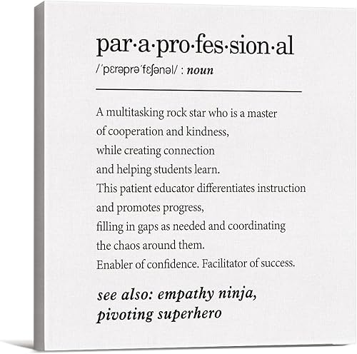Paraprofessional Definition - Lienzo decorativo para pared, diseño de asistente de profesor de escuela, decoración de equipo para escuadrón, listo