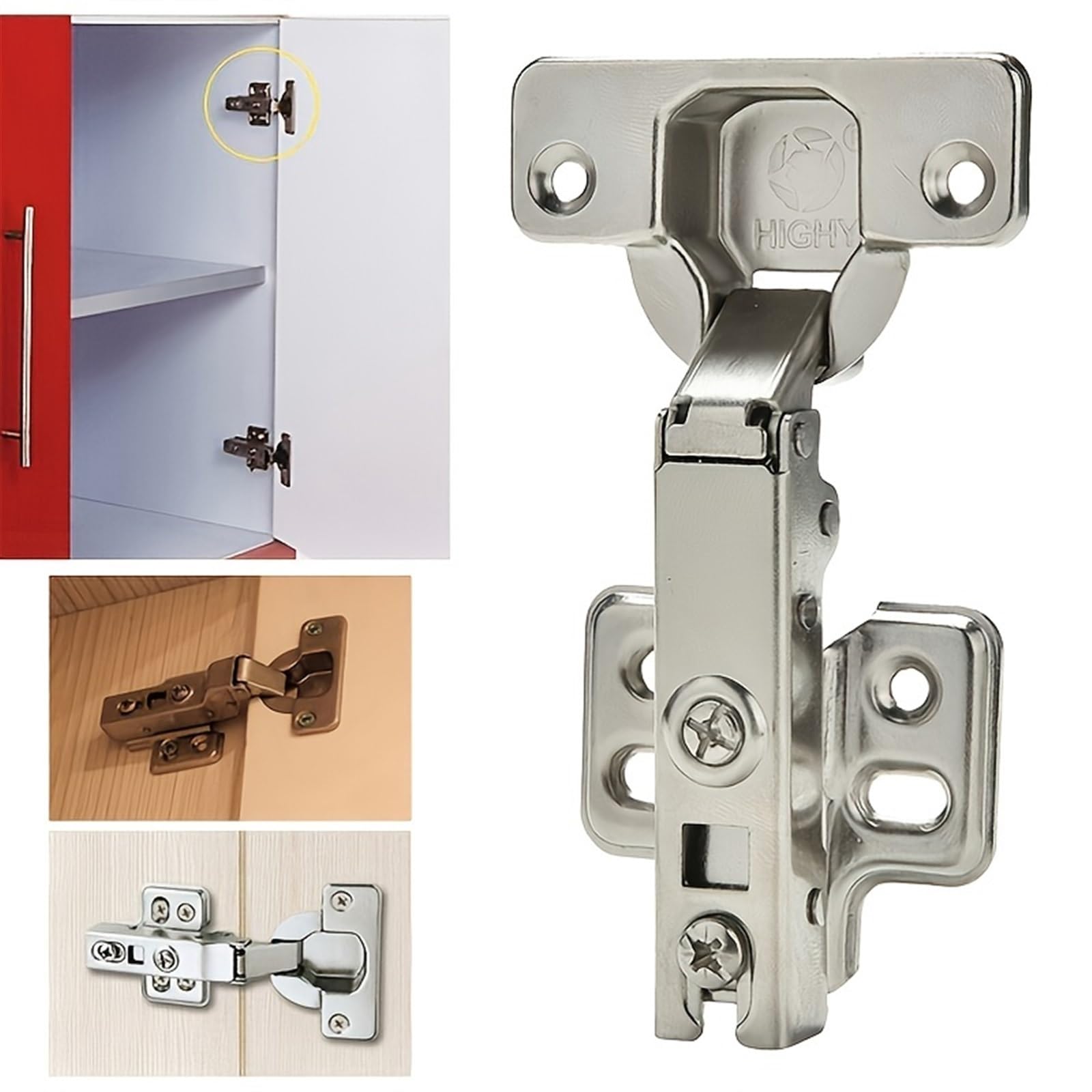 Zawias hydrauliczny do drzwi szafek 1/3 szt. - cichy, sprężynowy amortyzator do szafek kuchennych - stal nierdzewna 304(1PC)