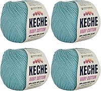 Vista 24 de Keche Hilo de algodón, 60% algodón, 40% hilo acrílico, hilo de algodón suave para crochet y tejer, hilo amigurumi, 1 madeja/bola, 1.76 onzas (50g)