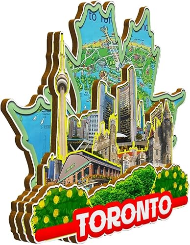 Vista 2 de Imán de Toronto Canadá para nevera de madera 3D, monumentos de viaje, coleccionables, recuerdos, decoración hecha a mano -1304