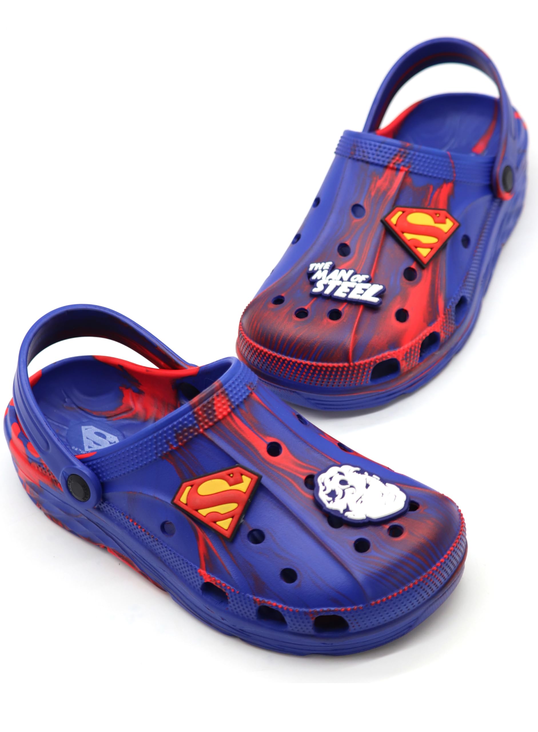x Superman Men's Marble Effect Clogs with Authentic Superman Charms and Adjustable Back Strap-image-41