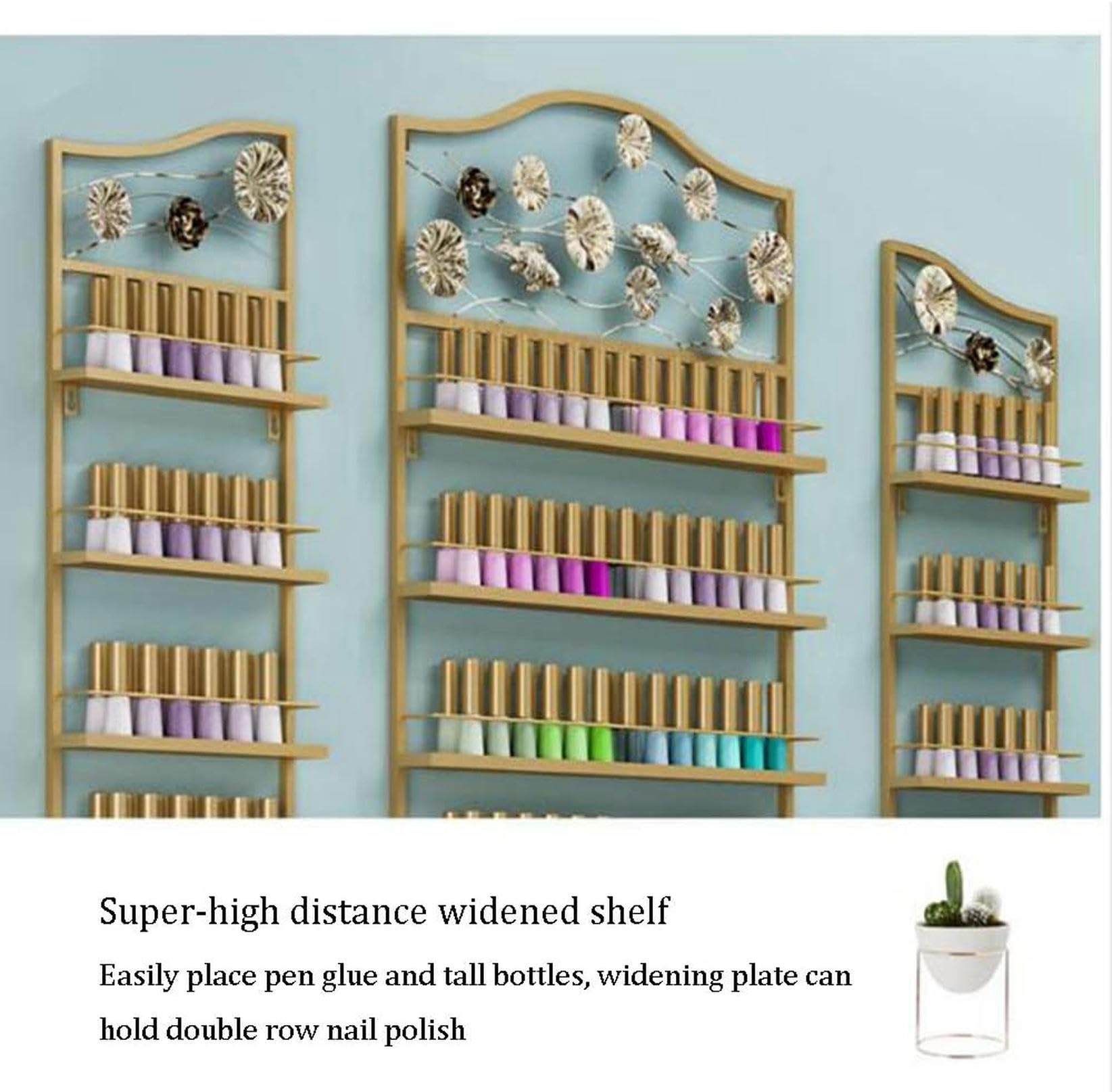 Porta Smalto da Parete: Porta Smalto da Parete in Metallo a 4 Strati - Elegante Organizer per Salone di Bellezza, Rossetti e flaconi di Profumo - Soluzione espositiva salvaspazio