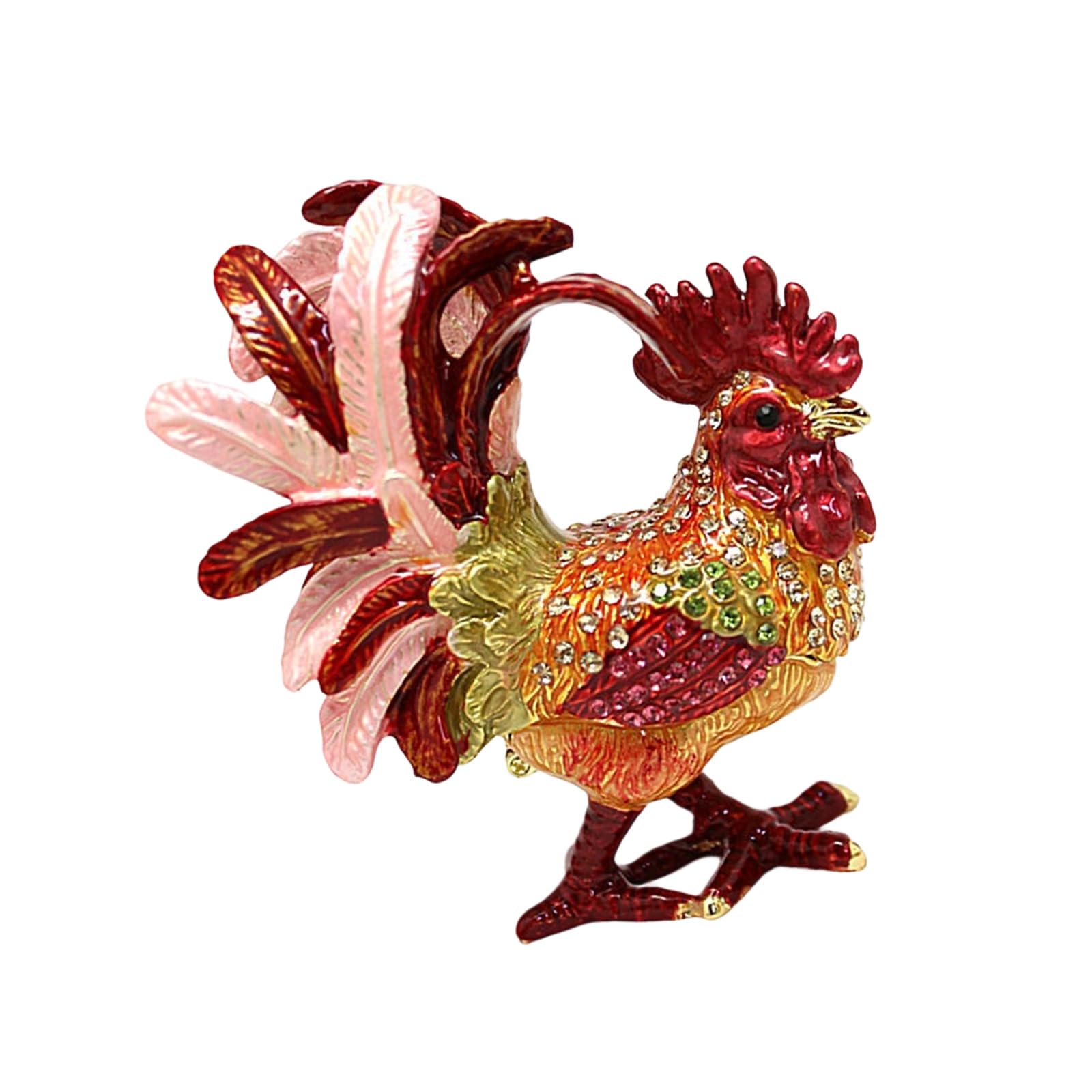 Geavonyg Delicate Porcelain Rooster Themed Box Valuables Keepsakes Decorative Container Case Hand Painted Enameled Rooster Jewelry Box for Rings Earrings and Small Accessories Decorative Ornament