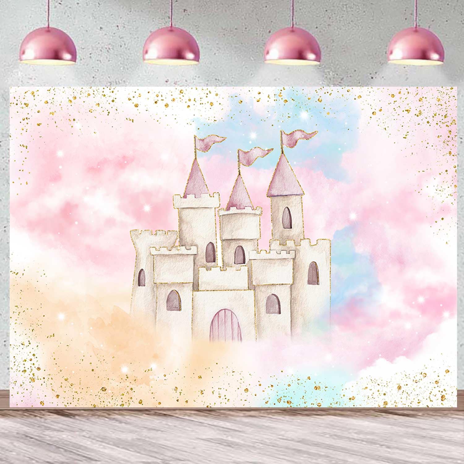 Sensfun Princess Castle Backdrop for Girl Fairy Tale Magical Castle Birthday Party Decorations Pastel Rainbow Clouds Wonderland Photography Background