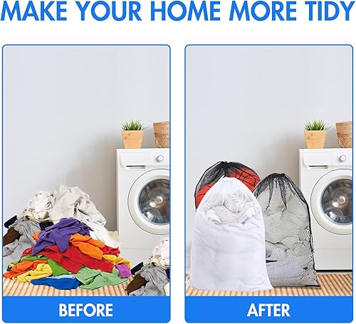Miniatura 5 de Berlune Paquete de 30 bolsas de malla grandes de 24 x 36 pulgadas para lavandería, bolsas de lavado, material de malla resistente cerrado con