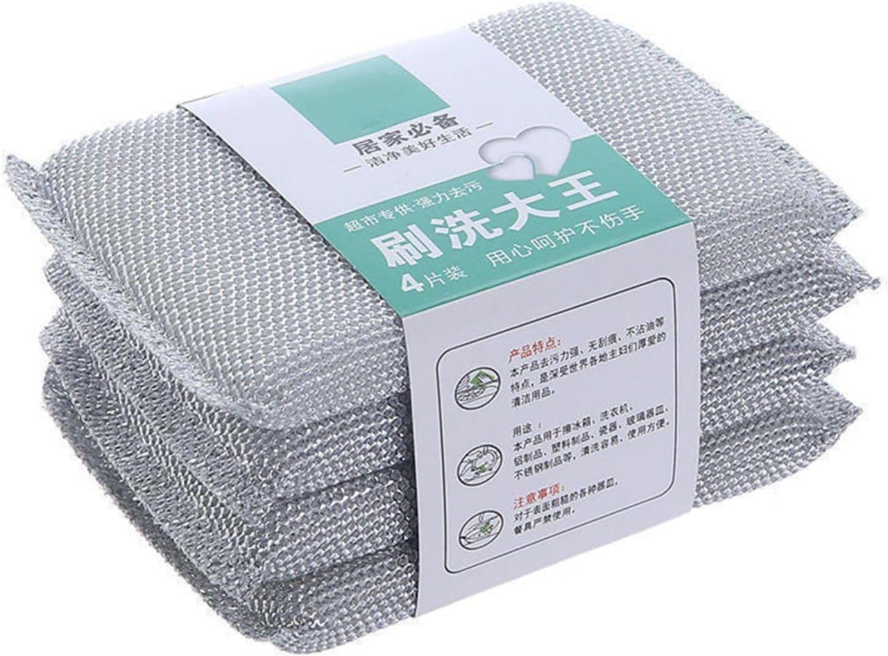Non Scratch Sponge Scrubber for Utensil Cleaning – Reusable Scrub Sponge for Kitchen Utensils, Scratch Proof Steel Wire Dishwashing Sponge, Ideal for Kitchen Cleaning Tasks (Pack of 4)-image-23
