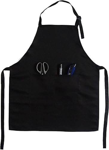 Miniatura 2 de Delantal para niños, correa ajustable con 2 bolsillos, para pintura, cocina, manualidades, unisex, de 8 a 12 años, color negro, Negro -