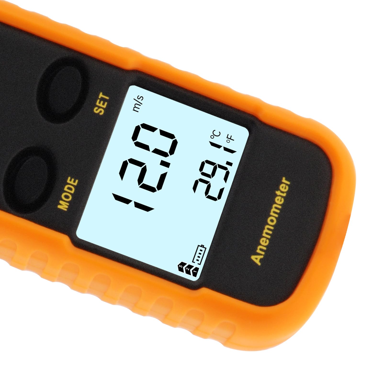 Anémomètre Portable, Anémomètre Numérique Haute Précision, anémomètre à écran LCD pour le vol de cerf-volant/météorologie/pêche avec vitesse de l'air MAX/MIN/AVG, test de température du vent