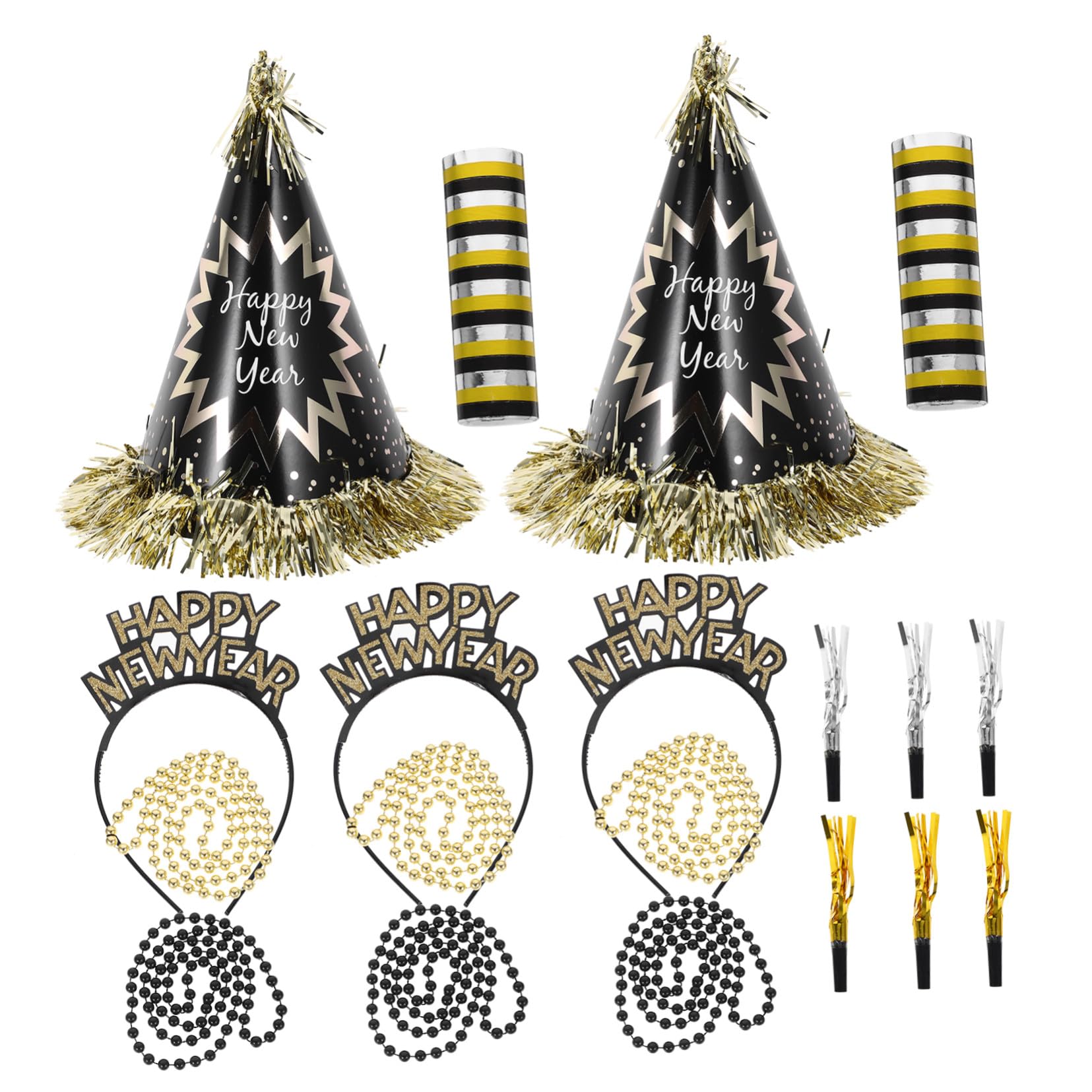 SOIMISS Kit Articles de Fête pour Réveillon du Nouvel An Colliers de Perles Décoratifs Chapeaux Coniques Cotillons et Ornements de Nouvel An