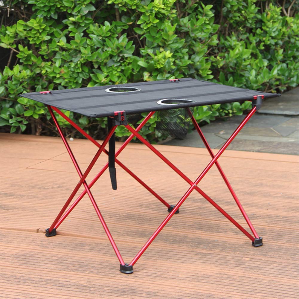 Wankd Portable Camping Table with Aluminium Table Top Foldable with Bag for Picnic, Camping, Beach, Useful for Eating, Cutting, Cooking, red, 73cm*14cm