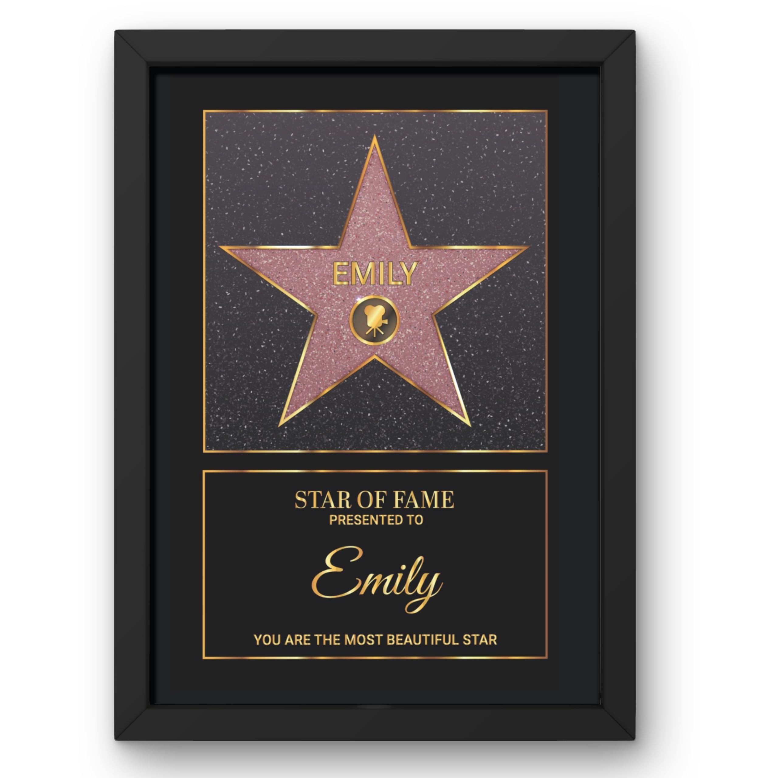 Triangle Déco Red Star Hollywood Star Red Name Walk Of Fame Glamour Print - Personalised Gift
