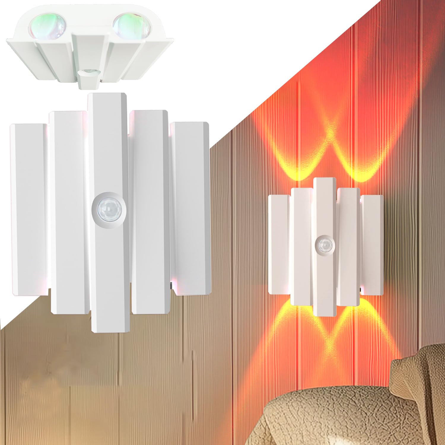 FotuYogo Motion Sensor Light Indoor, 1Pc RGB Multi-Color Changing LED Wall Sconces with USB Cable & Magnetic Patch, 3000mAh Rechargeable Night Lights for Bedroom Corridor Staircase