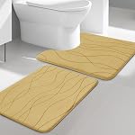 YIHOUSE Memory Foam Grey Bath Mat Set 3 Piece, Ultra Absorbent Bath Mat for Bathroom - Non-Slip Machine Washable & Dry Quickly, 3 Piece Bathroom Mat Set, Dark Grey