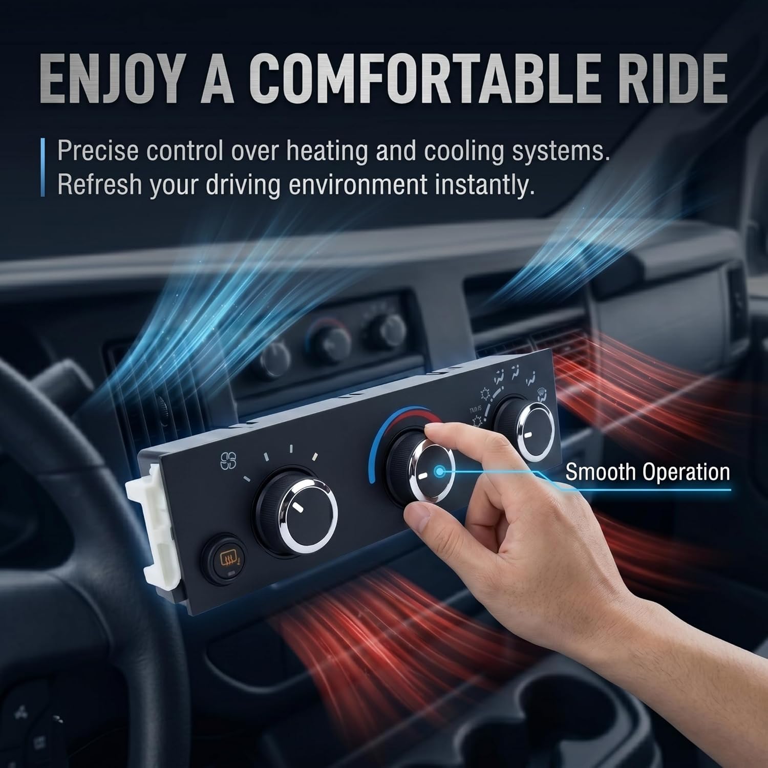 599-294 Climate Control Module A/C Heater Air Conditioning Panel, Compatible with Chevy Express & GMC Savana 1500 2500 3500 4500 (2008-2022) with 3 Spare Switch Buttons & Pry Tool