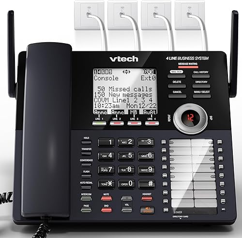 VTech CM18445 - Consola principal - DECT 6.0 4 líneas expandible para pequeñas empresas, teléfono de oficina con sistema de contestador