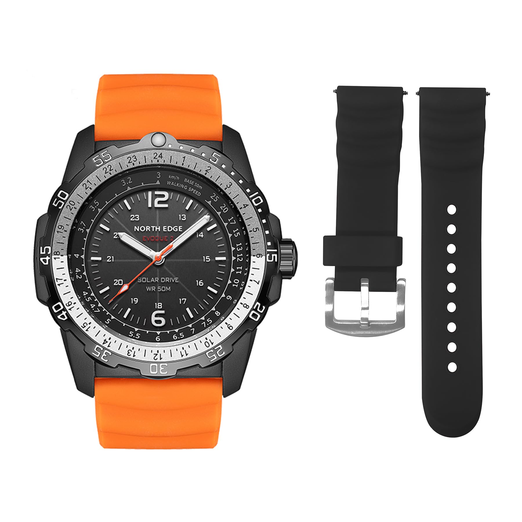 NORTH EDGE Mens Solar Powered Watch Outdoor Silicone Strap Ultra-Long Battery Life (Black), Modern (B0CPHZHBMR) Amazon Price History, Amazon Price Tracker