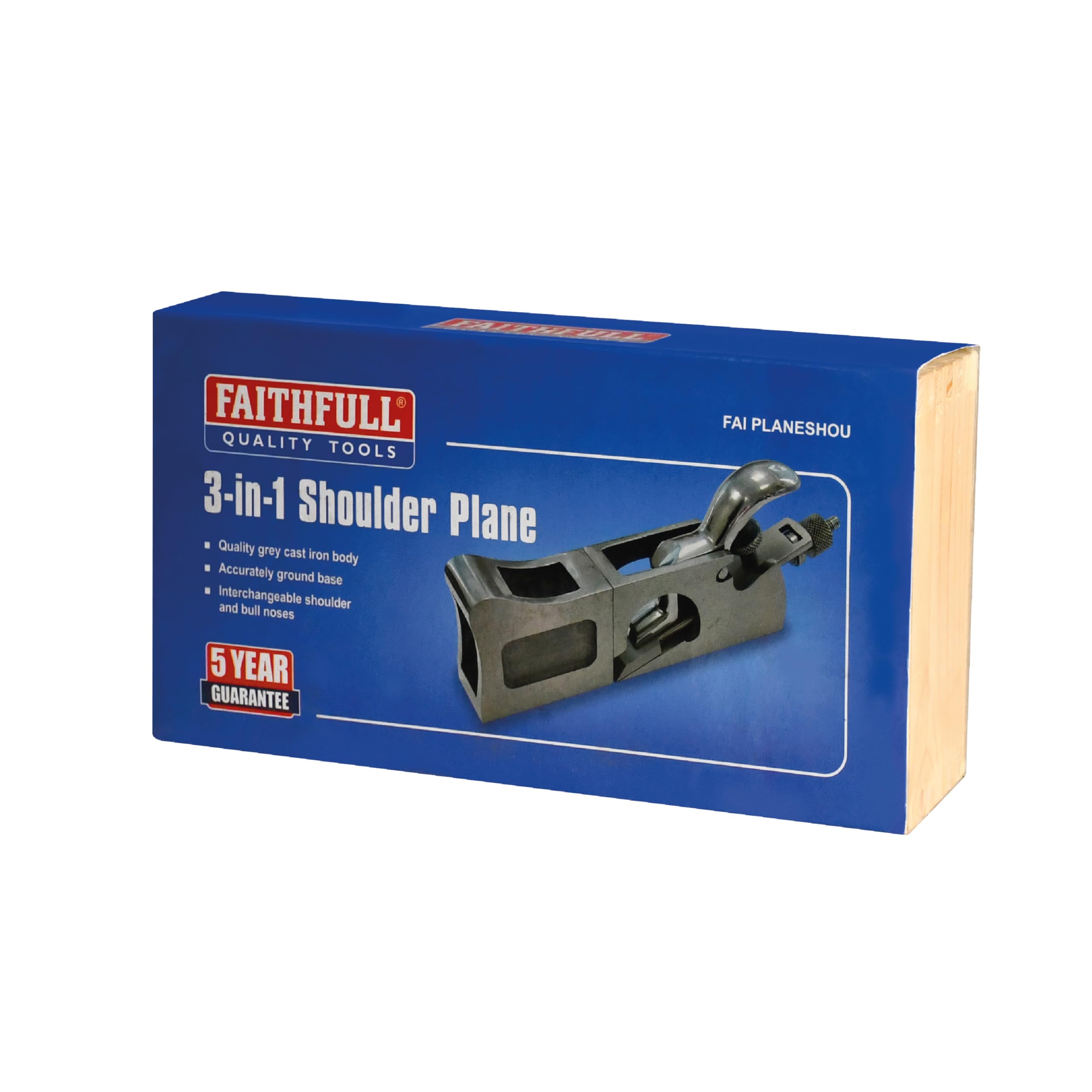 Pialla Faithfull 3 in 1 per spalla, toro e scalpello in scatola di legno – Pialla manuale multifunzione con base rettificata di precisione per falegnameria, rifinitura e angoli