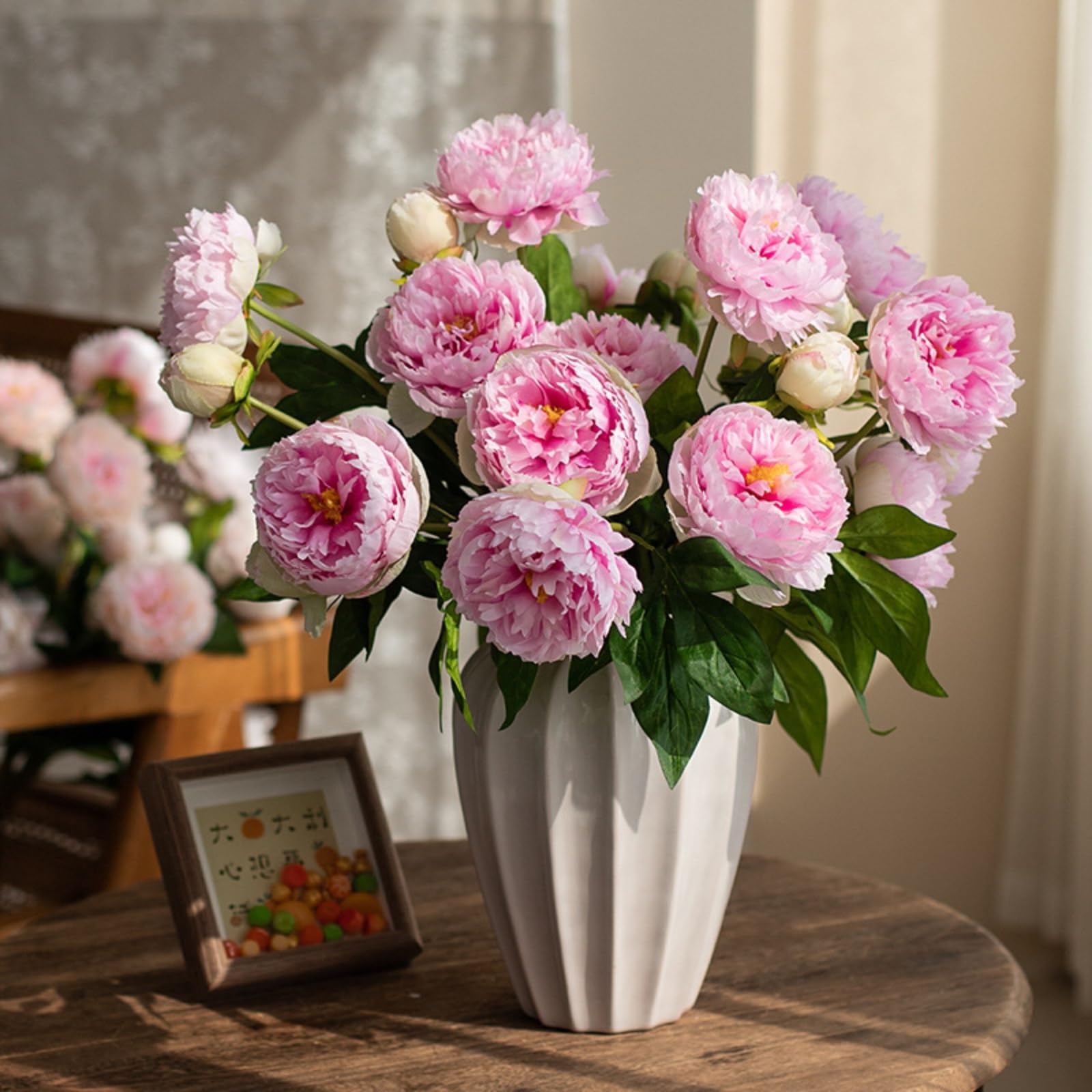 Realistische Pfingstrose Kunstblumenstrauß, Luxuriöse Künstliche Blumen Für Wohnzimmer, Esszimmer, Schlafzimmer, Dauerhafte Dekorative Blumen Ohne Pflege (EIN Set (5 Stück),Rosa)