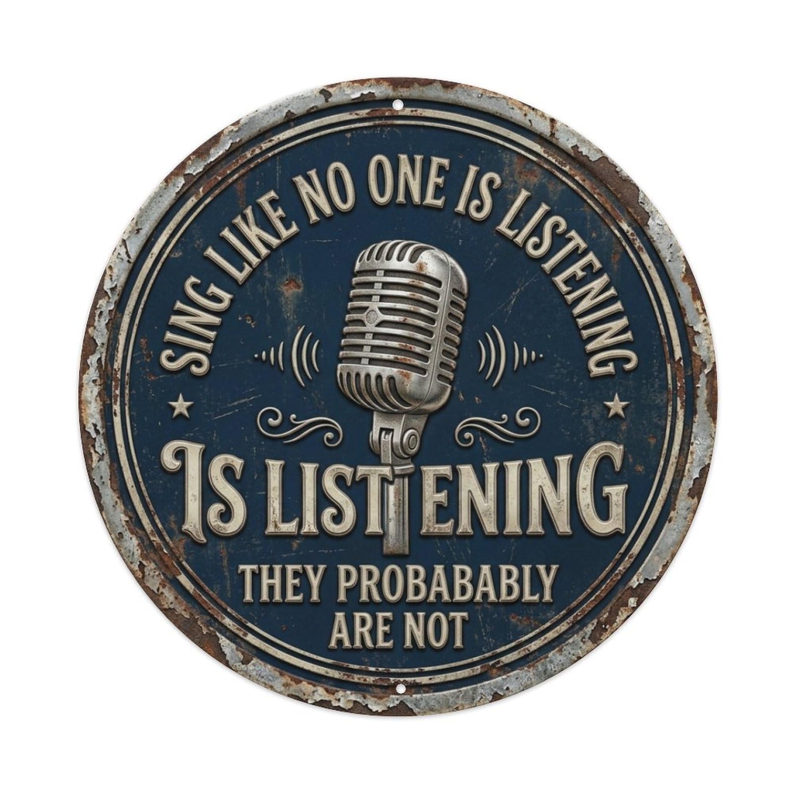 Microphone Voice Entryway Vintage Metal Tin Sign Plaque Wall Decor for Cafe, Club Bar, Office, Garden Metal Poster 8x8Inch