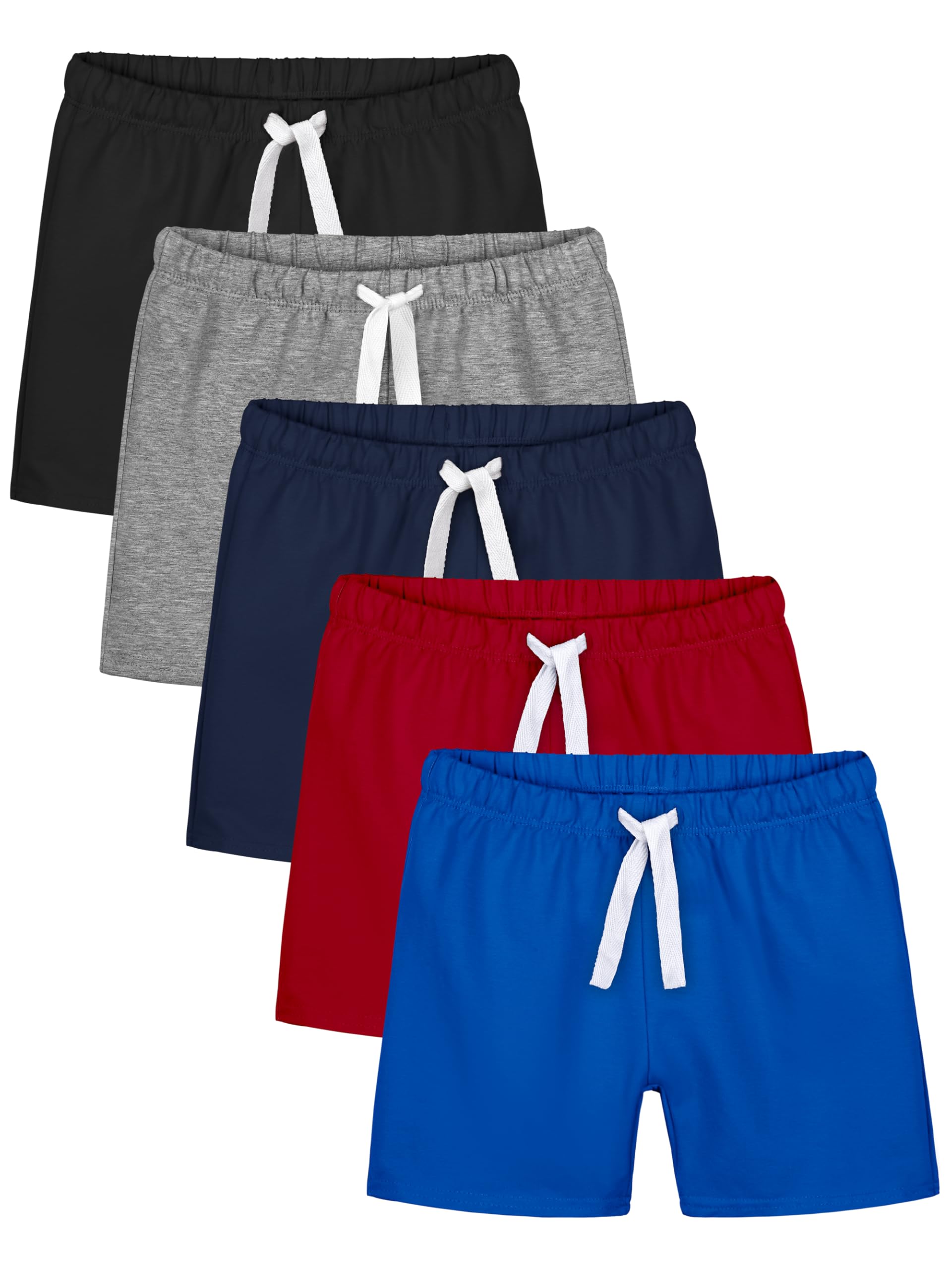 Resinta 5 Pack Toddler Boy Shorts Boys Cotton Short Soft Baby Casual Shorts with Drawstring
