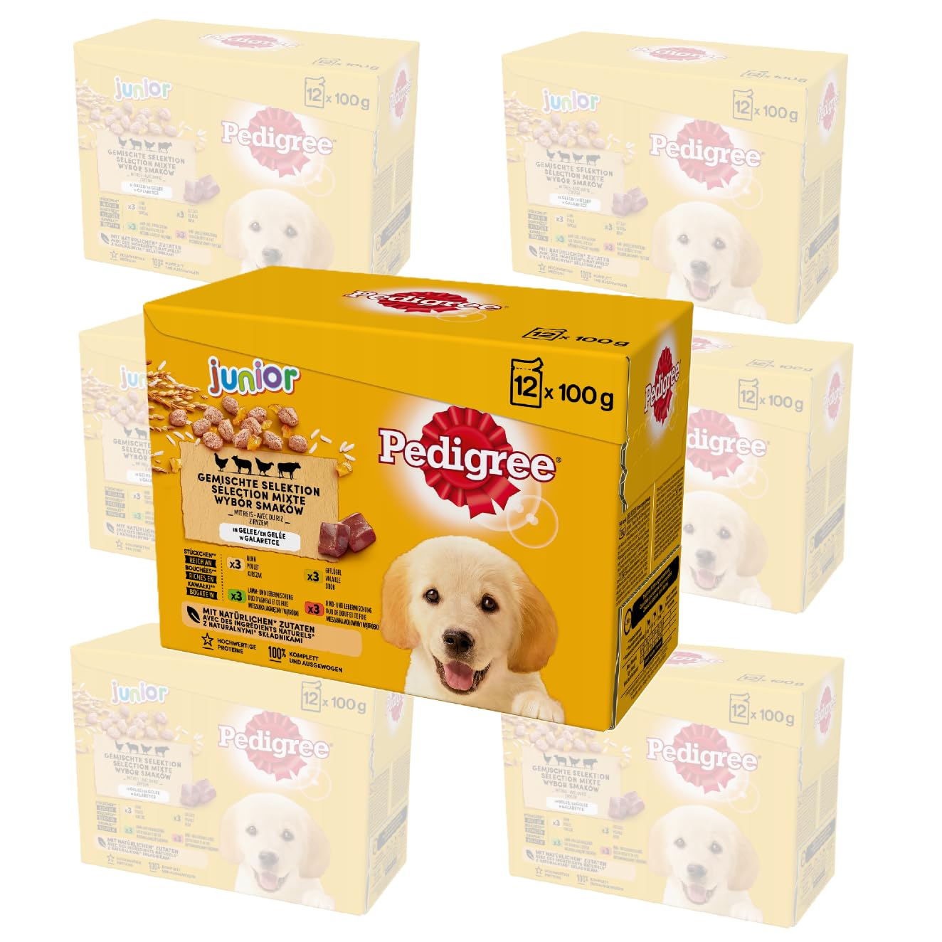 Pedigree Dogcare Chunks Lot de 84 sachets de Nourriture pour Chien en gelée Junior 84 x 100 g