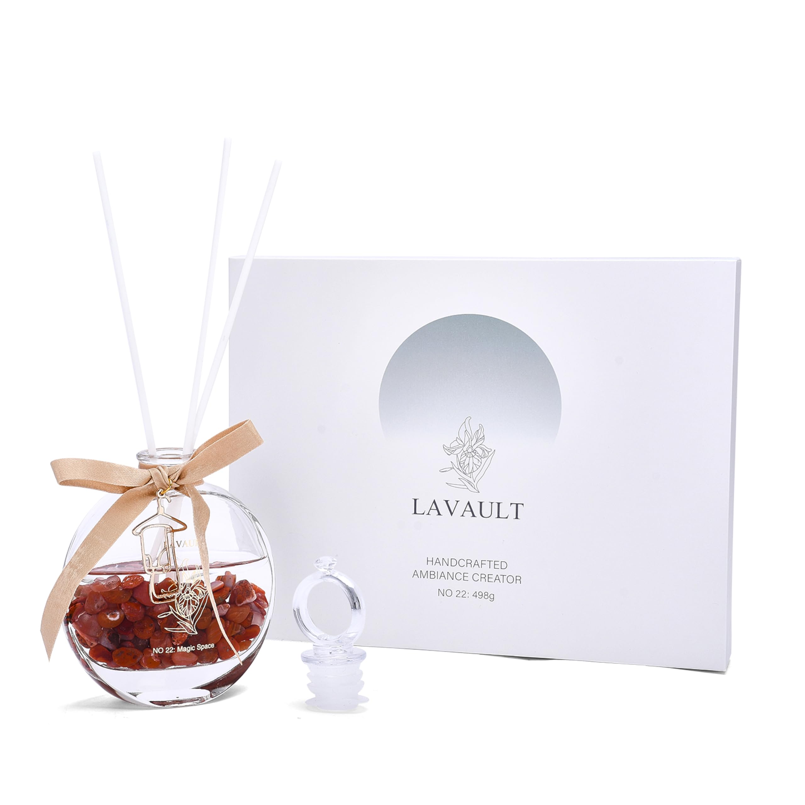 Lavault Reed Diffusers for Home Freshening - Long-Lasting Scent - Fragrance Diffuser for Home or Office - Creates a Relaxing Atmosphere - Red Sphere Oil Reed Diffuser - Red - Magic Space Aroma