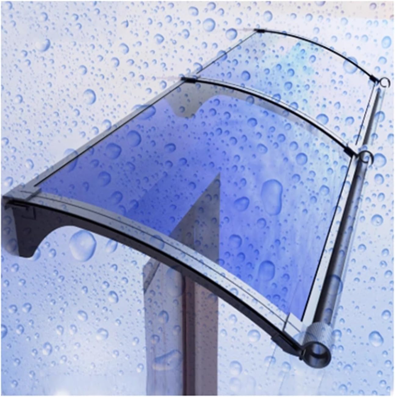 Curved Polycarbonate Door Canopy Awning - Outdoor Patio Cover for Entrance, UV/Rain/Snow Protection, Porch/Deck 110x330cm (43.3x129.9in)
