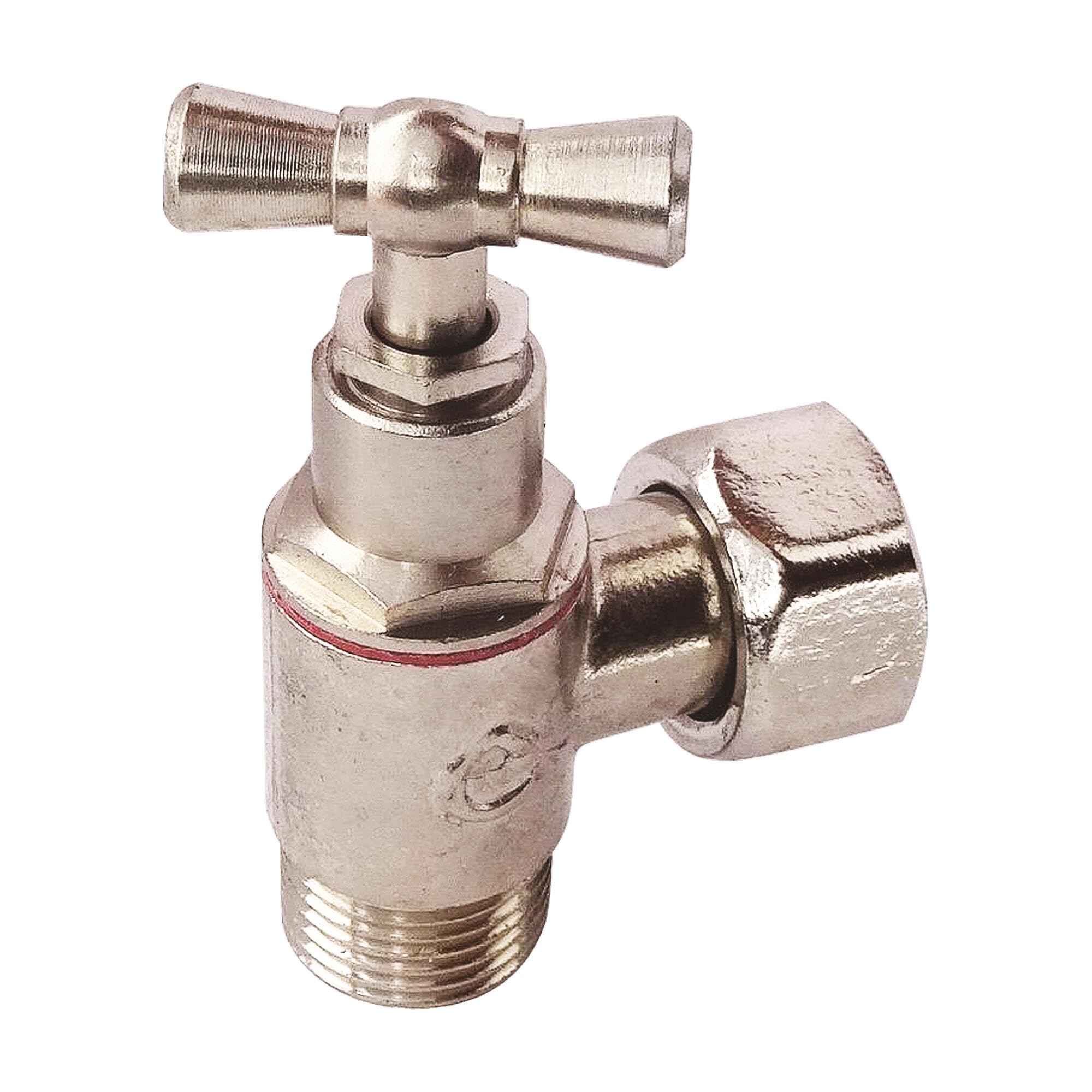 SOMATHERM FOR YOU, Robinet de WC équerre en laiton nickelé M12/​17 avec écrou tournant 12/​17, fermeture à potence, presse-​étoupe, pour un remplissage rapide et étanchéité optimale