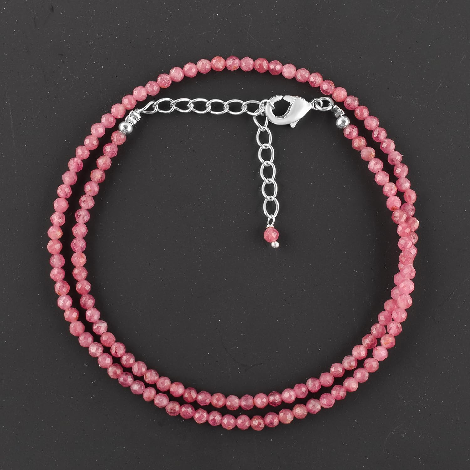 YANARA Natural Choker Necklace For Women Gemstone Full Micro Beads Dainty Jewelry for her, Birthstone, Energy Healing Crystals, Silver Plated Chain 18 inch - Image 5