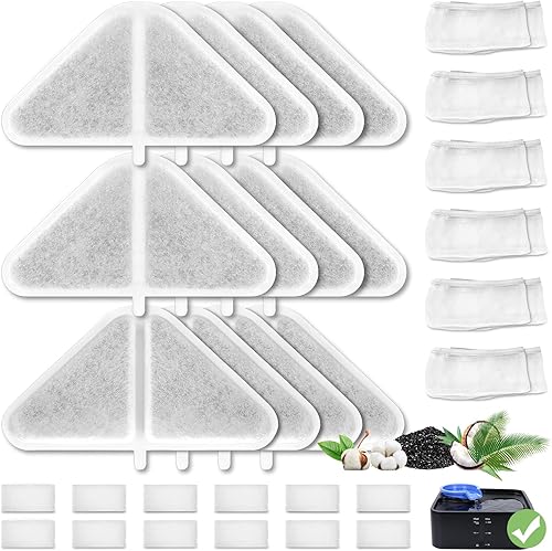 Miniatura 1 de 12 juegos de filtros de repuesto para fuente de agua para perros de 230 oz7 L, filtros de fuente de agua GISOFIK Cat, sistema de filtración de 5