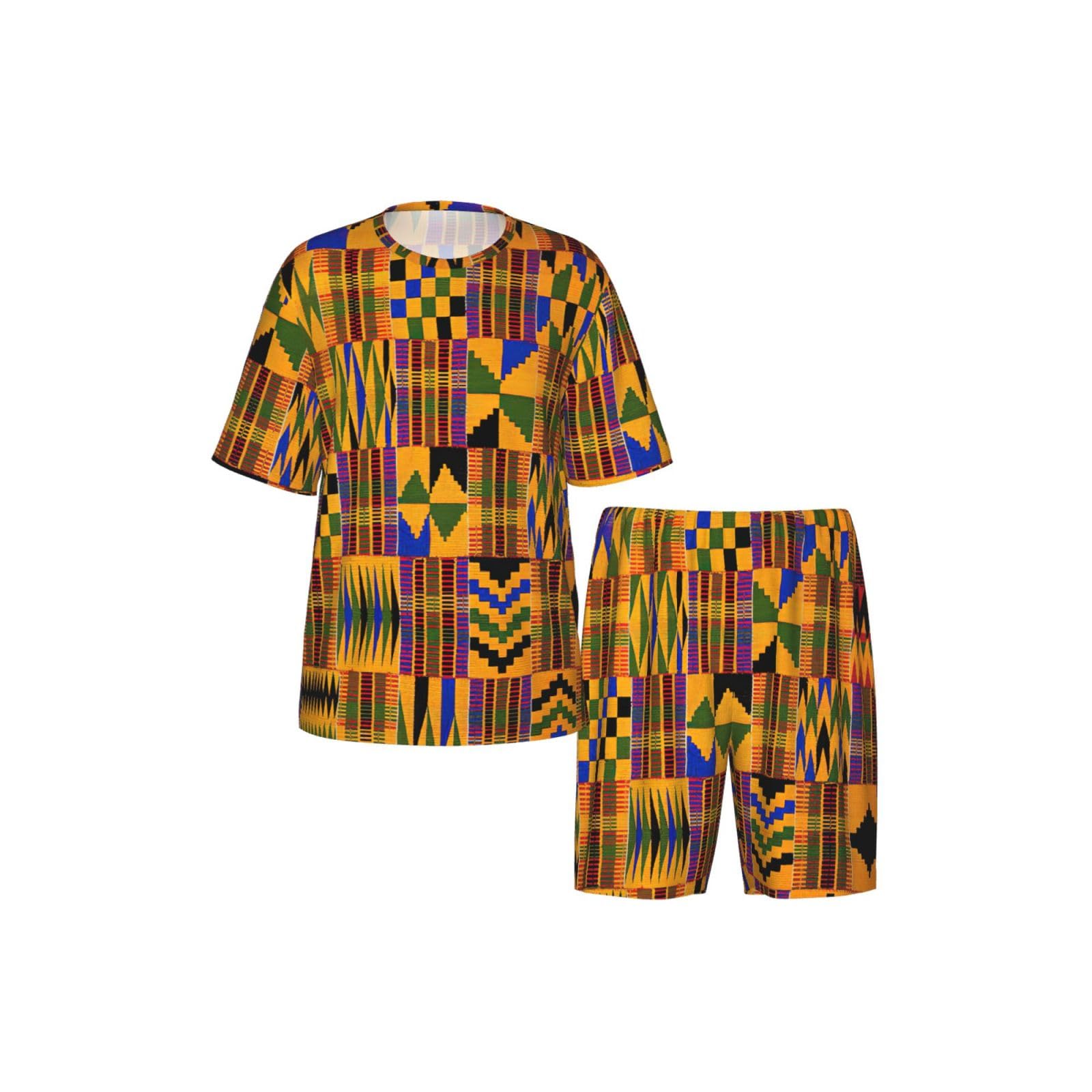 Set di pigiami da uomo con stampa africana, comodi set di pigiama da uomo con pantaloncini, perfetto per le notti estive
