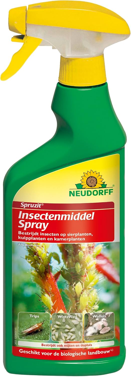 Neudorff Spruzit Insectenmiddel Spray – Bestrijdt bladluizen, trips, witte vlieg, wolluis, dopluis en spint op kamer-, kuip- en sierplanten. Gebruiksklaar, 500 ml