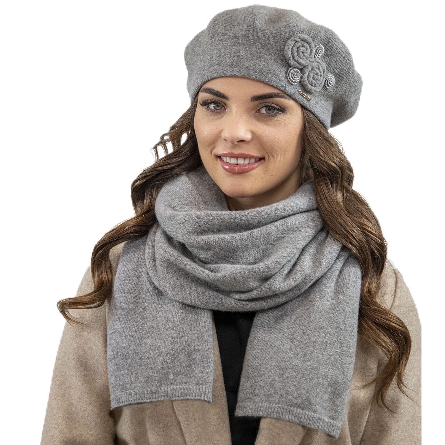 Vivisence Boina De Mujer para Invierno Otoño Elegante para Damas Tejido Cálido Otoño E Invierno Ajuste Estilo Clásico Ideal para Cada Día 7037