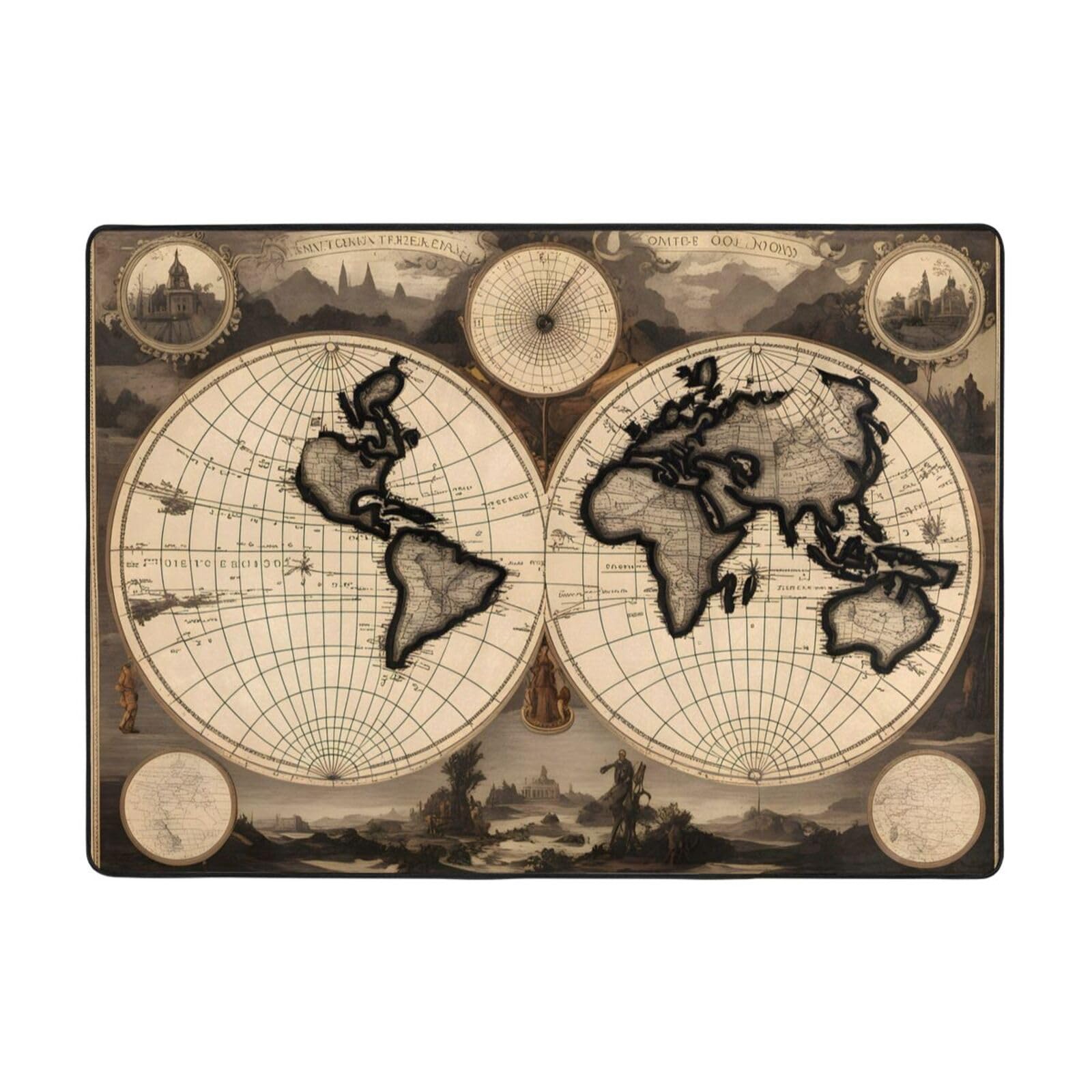 Tapis de chambre enfant carte du monde vintage pour décorer le salon
