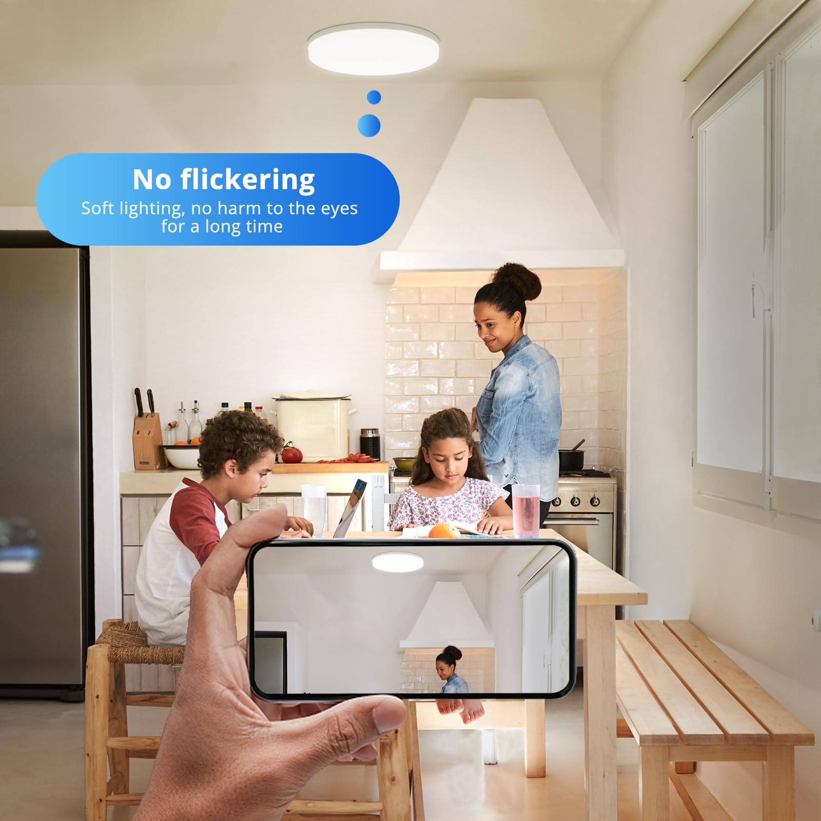 Combuh Plafoniera LED 48W 4320Lm Facile da Installare Lampada da Soffitto per Camere da Letto Stile Moderno Salotti Cucina Bianco Naturale 4000K Rotonda Ø30CM