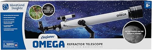 GeoSafari - Telescopio refractor omega telescopio para niños y adultos apoya el aprendizaje STEM regalo para niños y niñas a partir de 8 años