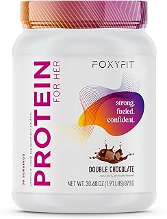FoxyFit Protein for Her, Double Chocolate Whey Protein Powder with CLA a...