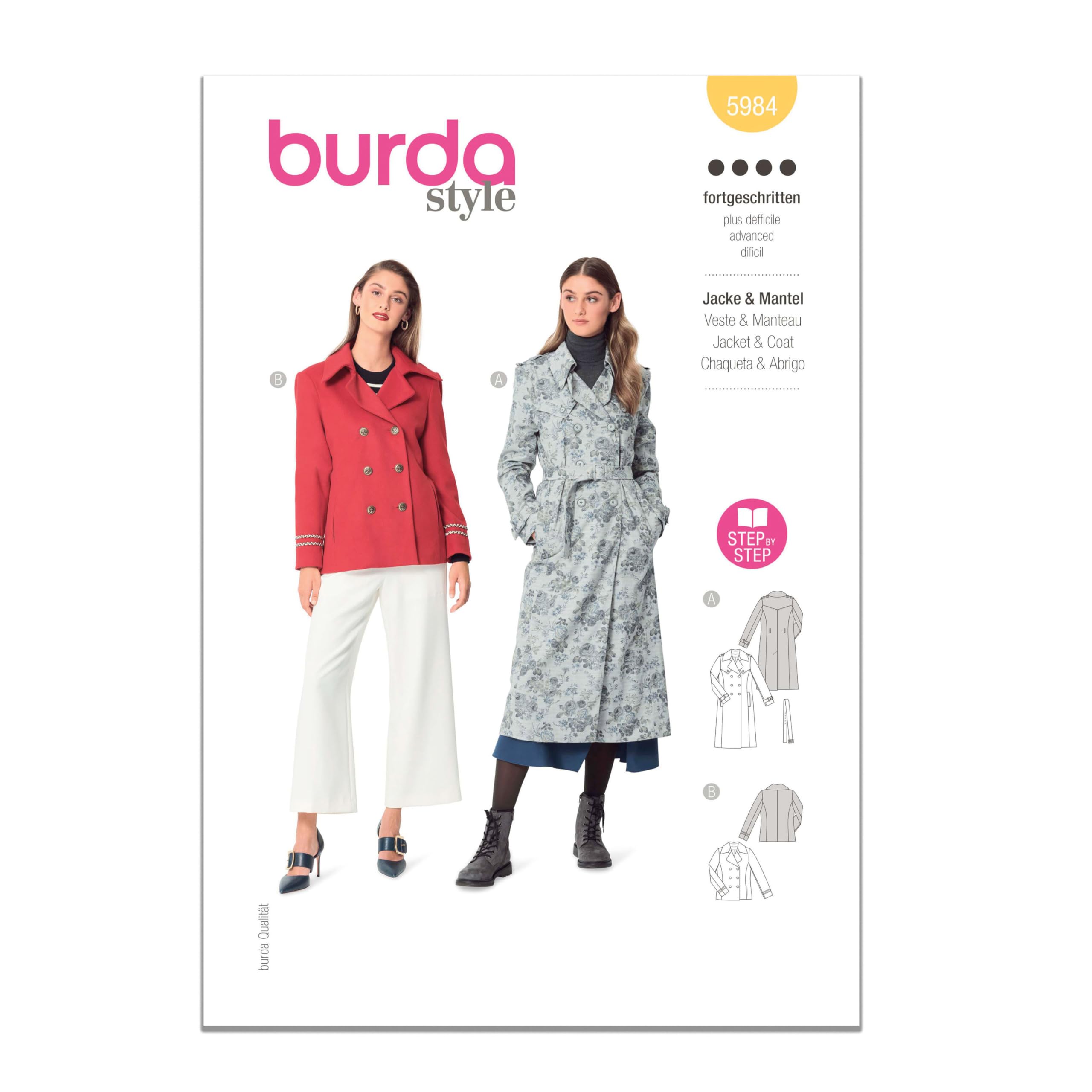 Burda Advanced SEWING PATTERN 5984 Misses' Lined Coat & Jacket 8-18