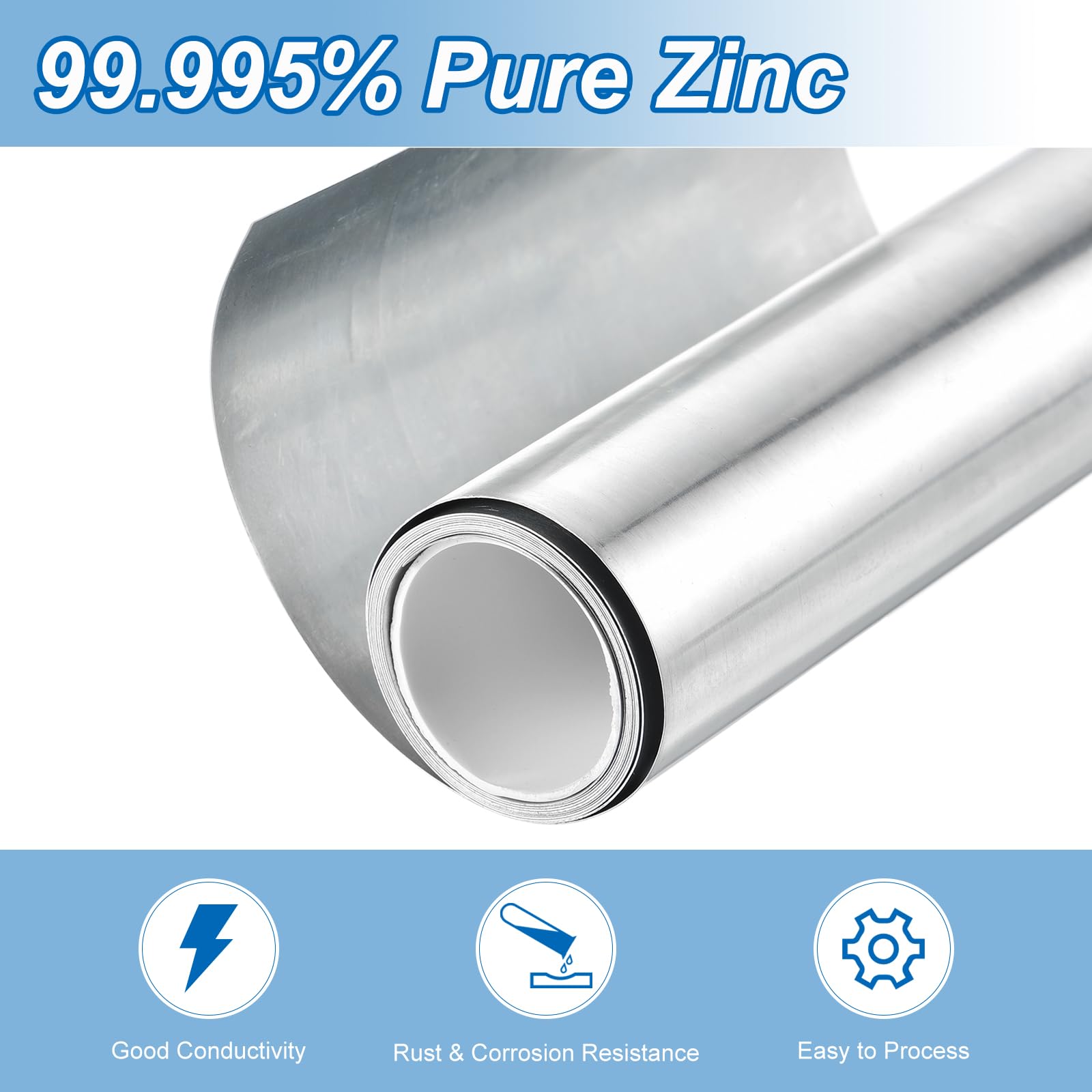 QUARKZMAN 2 Feuilles Plaque Zinc Haute Pureté 0,01"x4"x39"(0,2x100x1000mm) | 99,995%, Feuille Zinc Métallique, Bande Anode Zinc, Pour Laboratoire Scientifique, Pour Industrie, Pour Bricolage Artisanat