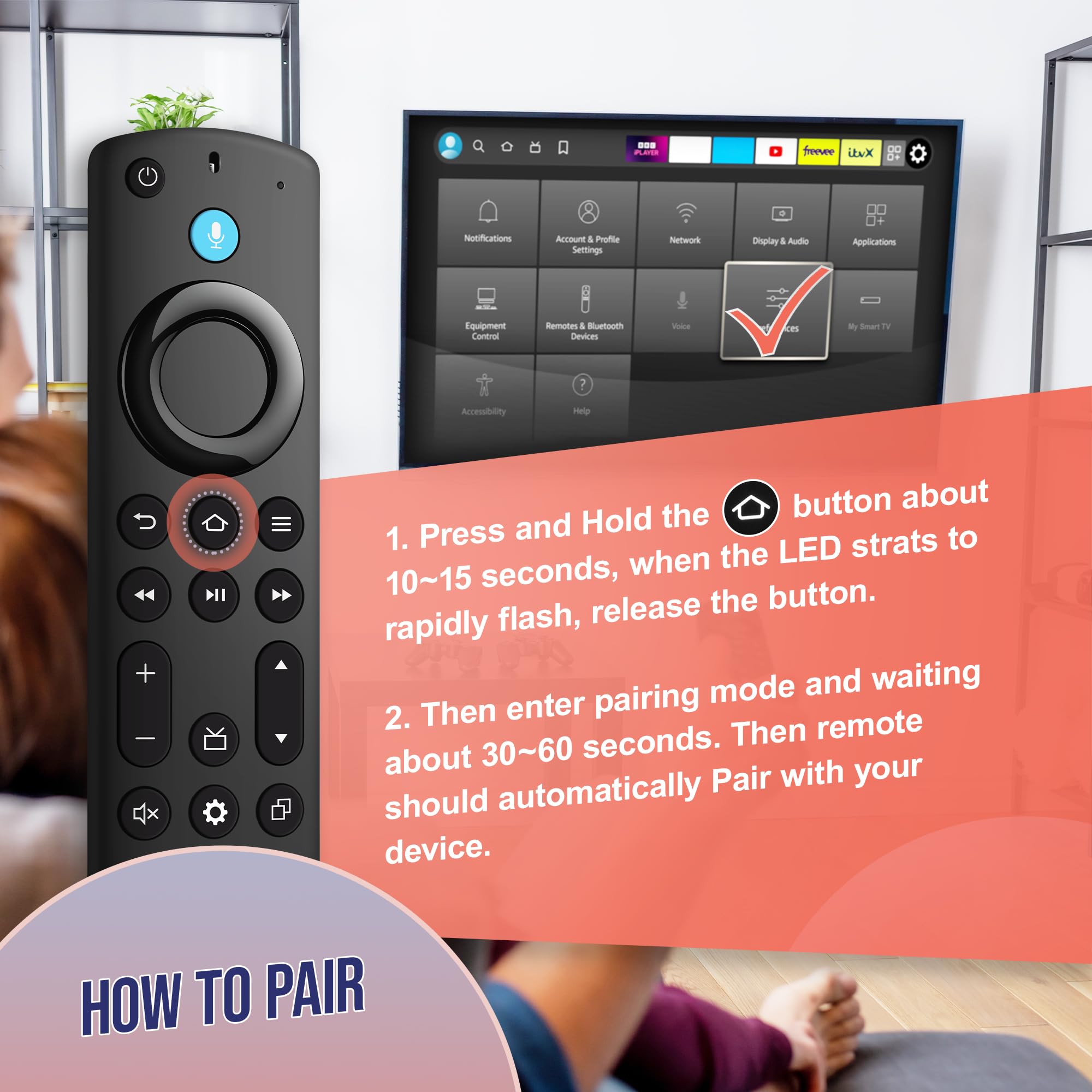 Replacement Remote for All Fire Series, Remote for FireStick 4K (1st/2nd Gen/Max/Plus/Select), TV Stick (2nd/3rd Gen/Lite/HD),TV Cube, Fire-Insignia/TCL/Omni Series Smart TVs — view 5