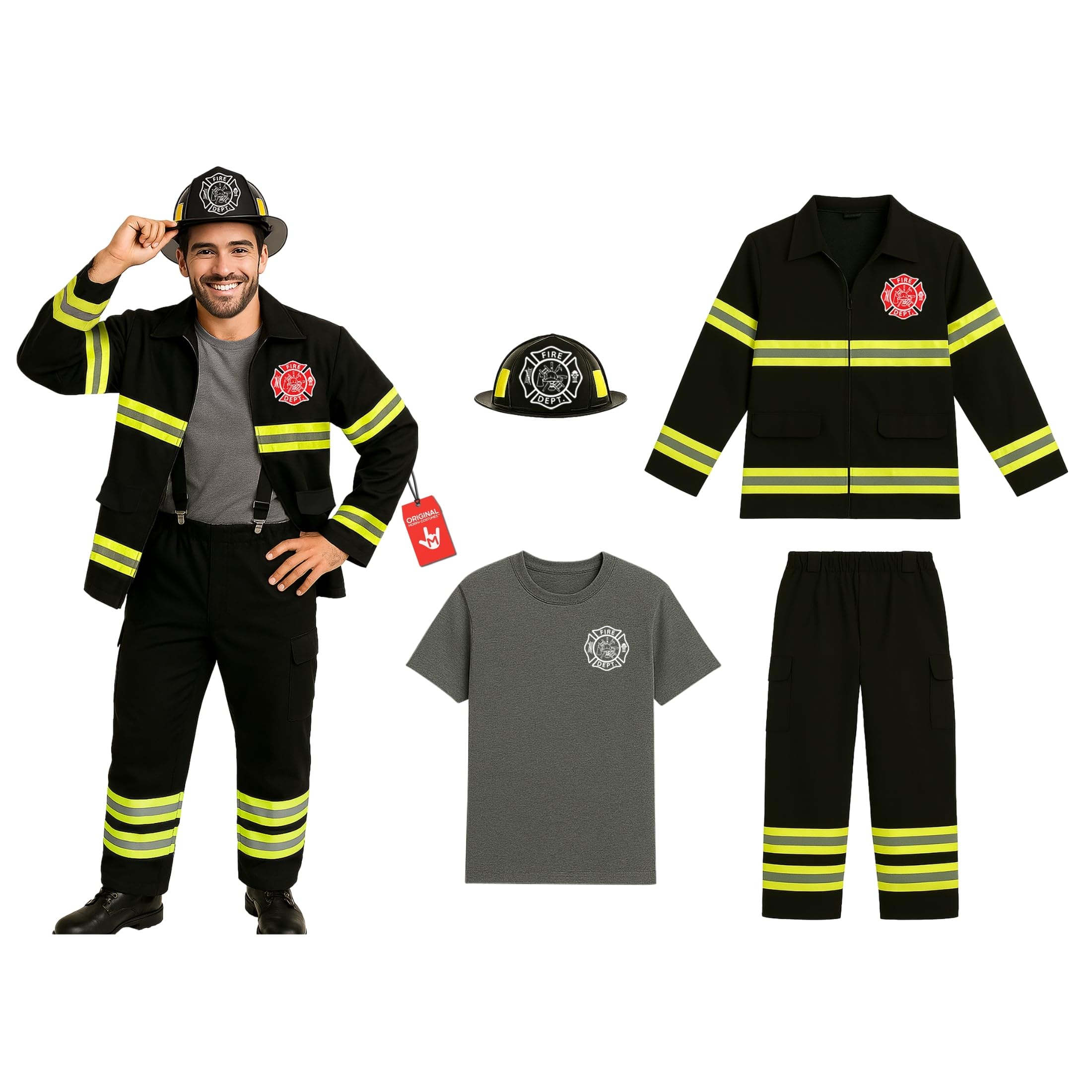 Morph Fireman Costume For Men With Firefighter Hat Firefighter Costume Mens Halloween Costumes For Men