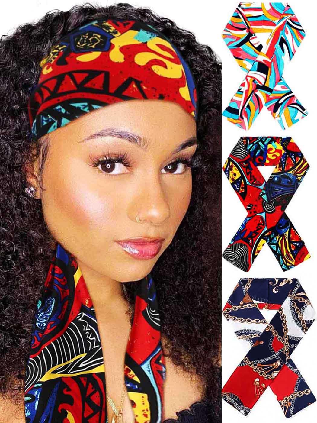 Woeoe African Lace Head Edge Wrap Colorful Pattern Satin Edge - Main Image